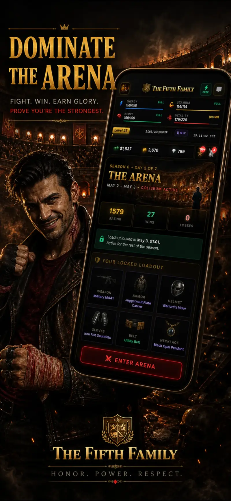 Dominate the weekly Arena ranked combat ladder in The Fifth Family