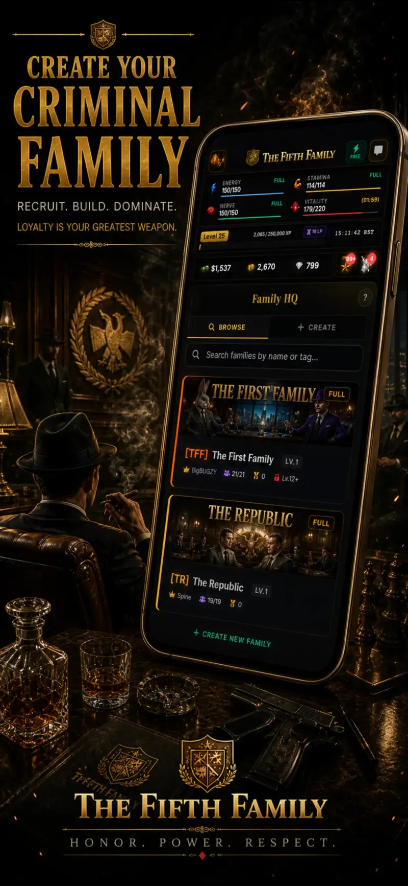 Create your criminal family or join an existing syndicate in The Fifth Family
